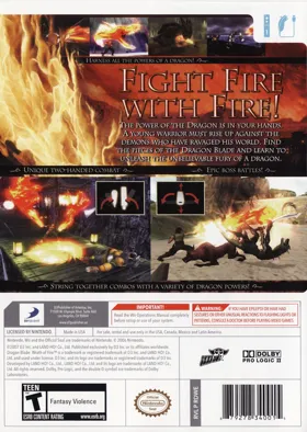 Dragon Blade- Wrath of Fire box cover back